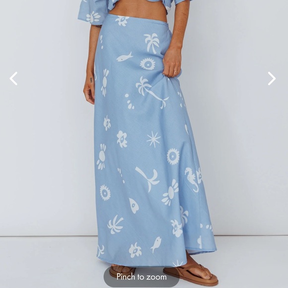 INDI LUXE LIGHT AURA MAXI SKIRT PRINT BLUE WHITE - Picture 4 of 6